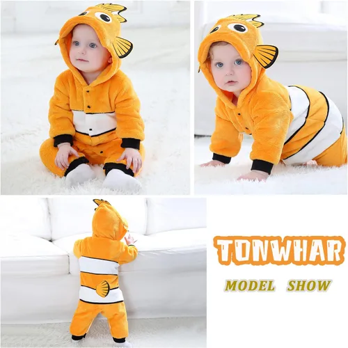 Vista 4 de TONWHAR Disfraz para niños y niños pequeños, traje de animal para bebé, mono de una pieza
