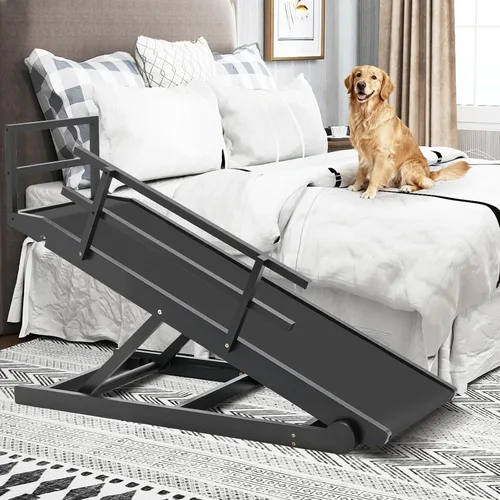 Vista 14 de SLSY Rampa para perros para cama, sofá y SUV, rampa plegable ajustable mejorada para mascotas con alfombrilla de goma antideslizante, 45.2 pulgadas