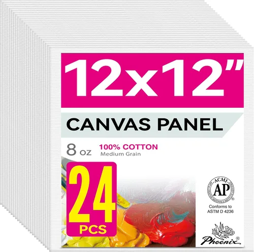 Vista 40 de PHOENIX Paneles de Lienzo Pequeños para Pintura de 3x5 Pulgadas, Paquete de Valor de 12 Unidades - 8 Oz Triple Imprimado 100% Algodón Libre de Ácido