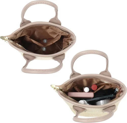 Vista 6 de Goclothod Bolsos de moda Bolso de paja tejido para mujer, bolso de mano de playa de verano