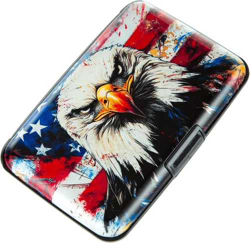 Vista 20 de Soporte para tarjetas de crédito, cartera de metal para tarjetas de bloqueo RFID, mini funda rígida de aluminio delgada para tarjetas de negocios A
