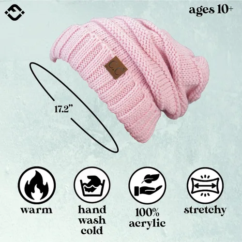 Vista 150 de Funky Junque Gorro de moda de punto trenzado de talla extragrande, grueso, abrigado, suave y holgado