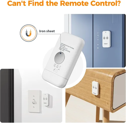 Vista 6 de TESSAN - Toma de control remoto, interruptor de luz de toma de corriente inalámbrico, enchufe de pared con interruptor de encendido/apagado