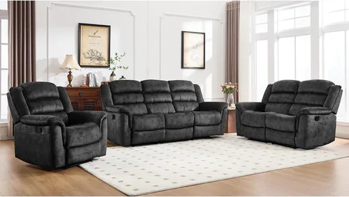 Vista 9 de EBELLO - Silla reclinable manual, sofá reclinable de tela suave con apoyabrazos y respaldo acolchado para sala de estar, dormitorio, color marrón