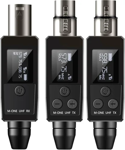 Vista 10 de EBJ Sistema de micrófono inalámbrico UHF transmisor XLR inalámbrico y receptor para micrófonos dinámicos/capacitivos, fuente de alimentación Phantom