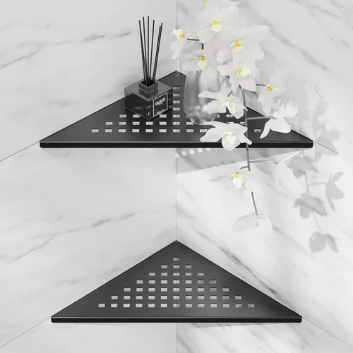 Vista 9 de lives Estante de ducha esquinero con diseño de ranura de 10 pulgadas, estantes de ducha empotrados para pared de azulejos, estantes esquineros