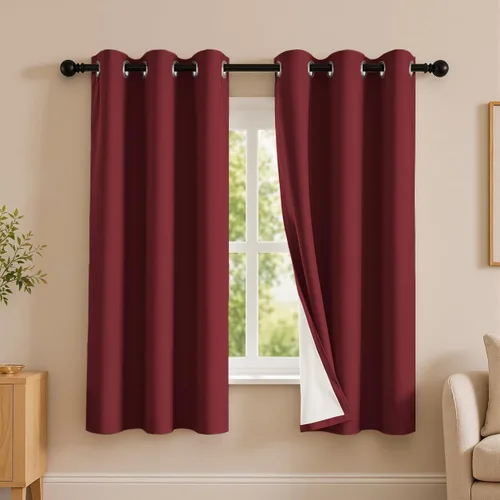Vista 40 de 2 paneles de cortinas 100% opacas, de peso medio, con aislamiento térmico y ojales para dormitorio, sala de estar, tratamiento de ventana