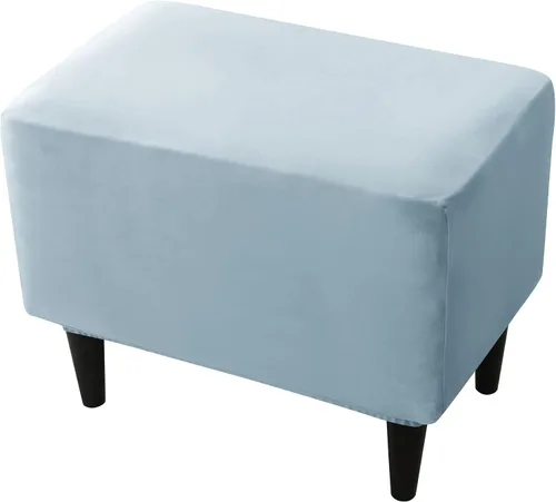 Vista 10 de CONRUSER Fundas elásticas para otomanas, fundas otomanas de terciopelo suave, fundas rectangulares pequeñas para taburete de almacenamiento, funda