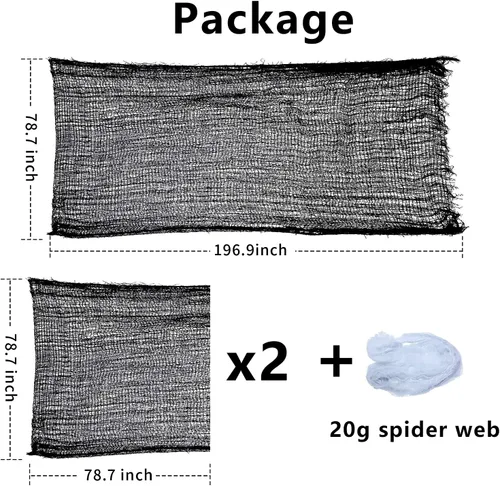 Vista 7 de Yunfan- Tela espeluznante de 9.84 yardas x 79 pulgadas + tela de araña para decoración de Halloween para fiestas en interiores, al aire libre
