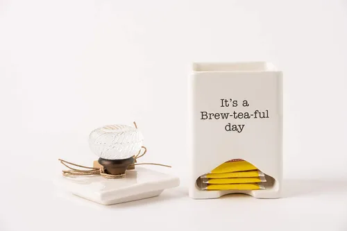 Vista 8 de Mud Pie FBA_ Organizador de cerámica para bolsas de té, blanco