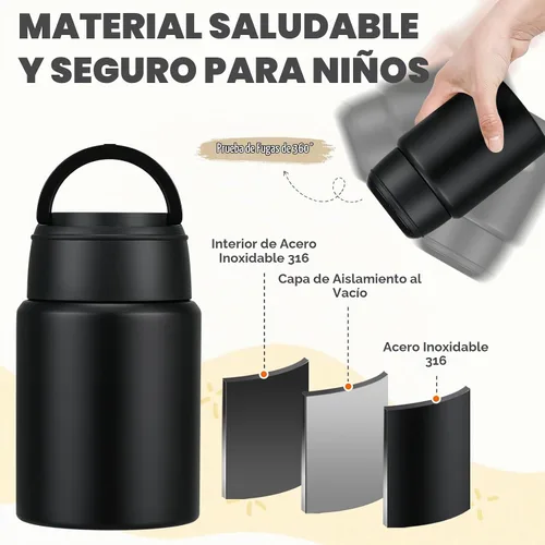 Vista 5 de Aimsnk Termo de sopa de 17 onzas para comida caliente para niños, tarro de comida aislado, contenedor térmico de almuerzo de comida caliente