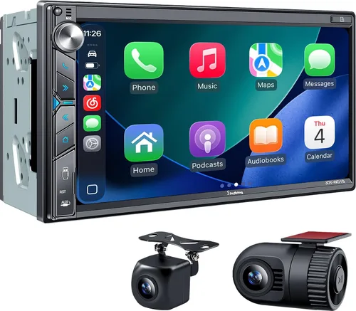Vista 10 de SJoyBring - Estéreo de coche de doble DIN - Apple CarPlay inalámbrico y Android Auto, 240W 4.2CHN, pantalla táctil de 7", SWC, Bluetooth, radio