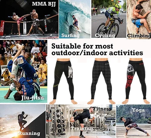 Vista 3 de CHOO 10+ Styles Grappling Spats Pantalones de compresión - BJJ, MMA, Muay Thai