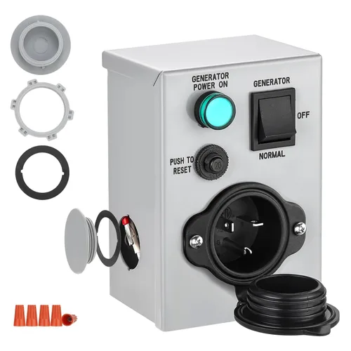 Vista 7 de Kohree Interruptor de Transferencia de Generador de 15 Amperios 125V Caja de Entrada de Alimentación, Disyuntor de Entrada NEMA 5-15P, Interruptor