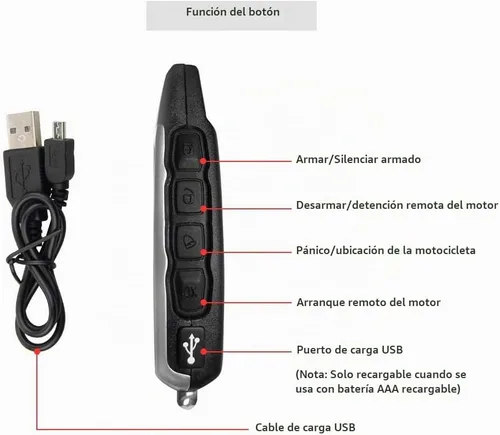 Vista 3 de EM212 Sistema de alarma de motocicleta de 2 vías con pantalla LCD buscapersonas transmisor recargable incorporado sensor de choque y sensor