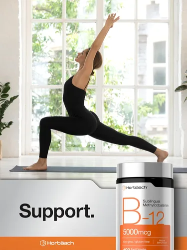 Vista 9 de Horbäach Vitamina B12 5000 mcg 120 tabletas de disolución rápida
