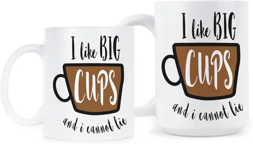 Vista 2 de We Got Good Tazas de café con texto en inglés "I Like Big Cups and I Cannot Lie" con frases divertidas Sir Mix A Lot