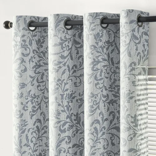 Vista 12 de jinchan Cortinas opacas para dormitorio, cortinas con estampado floral de pergamino gris topo de 84 pulgadas de largo para sala de estar, cortinas