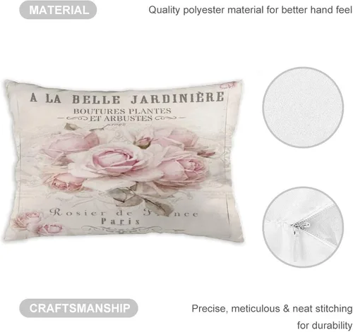 Vista 3 de Synthwave Fundas de almohada francesas Shabby Chic de 12 x 20 pulgadas, almohadas decorativas para decoración del hogar, almohada estética