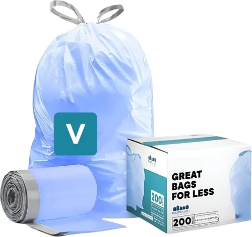 Vista 9 de Plasticplace Bolsas de basura de ajuste personalizado, compatibles con simplehuman Code V (100 unidades) con cordón azul tintado 4.2-4.8 galones