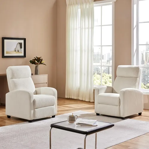 Vista 2 de Yaheetech Silla reclinable de pana con pushback de 2 asientos, silla de sala de estar con cojín de asiento grueso y respaldo, silla reclinable