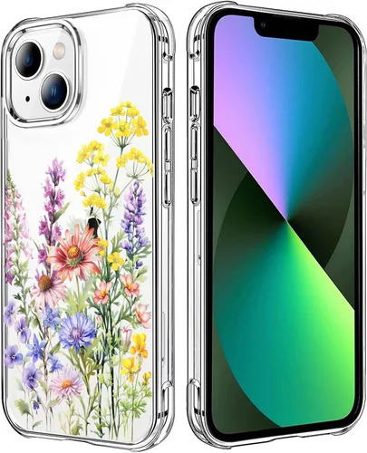Vista 116 de Funda transparente de girasol compatible con iPhone SE 2022 SE 2020 7 8, funda trasera floral para niñas y mujeres, funda protectora transparente