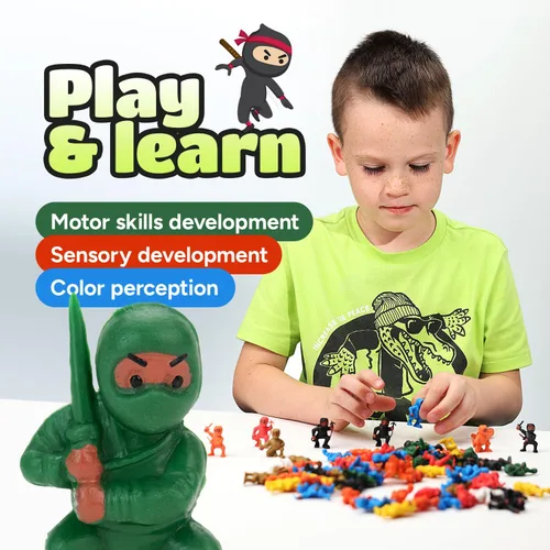 Vista 4 de Set de regalo de figuras de acción de ninja mini, 36 piezas de suministros de fiesta y adornos para tartas de cumpleaños