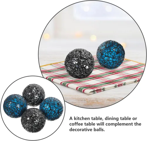 Vista 8 de Sewroro Bolas decorativas, 4 unidades, esferas de vidrio, esferas decorativas de orbes decorativos, esfera de mesa para relleno de cuencos