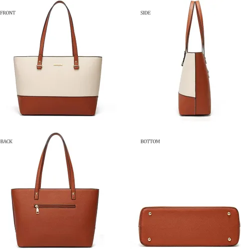 Vista 2 de Juego de 4 bolsas de cuero sintético para mujer, bolsa de hombro, asa superior, cartera