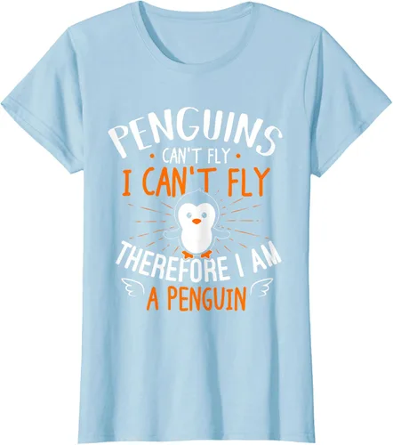 Vista 32 de Penguins Can't Fly Shirt - Camiseta de regalo para amantes de los pingüinos, Azul Azul Marino