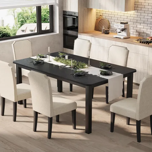 Vista 3 de Garvee Mesa de comedor de 63 ″ para 4-6 personas para comedor, negra