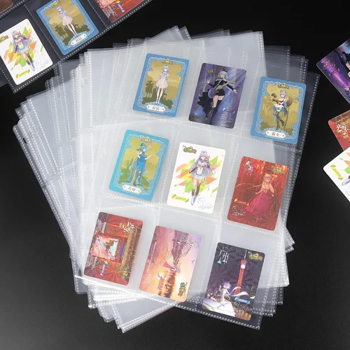 Vista 7 de Paquete de 36 protectores de páginas de 9 bolsillos, capacidad para 324 tarjetas, fundas para tarjetas de intercambio de páginas, páginas