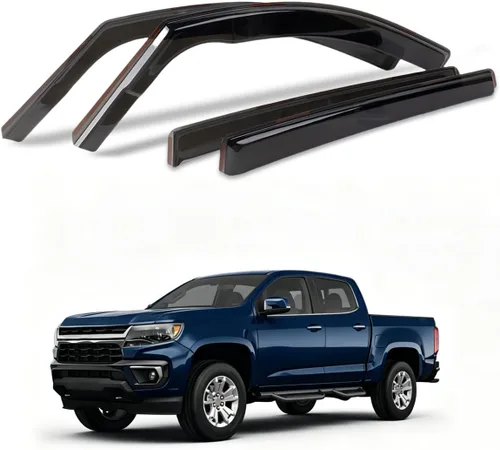 Vista 28 de Viseras de ventana compatibles con Wrangler JK de 4 puertas 2007-2018, protectores de lluvia negros en canal, 4 deflectores de ventana lateral