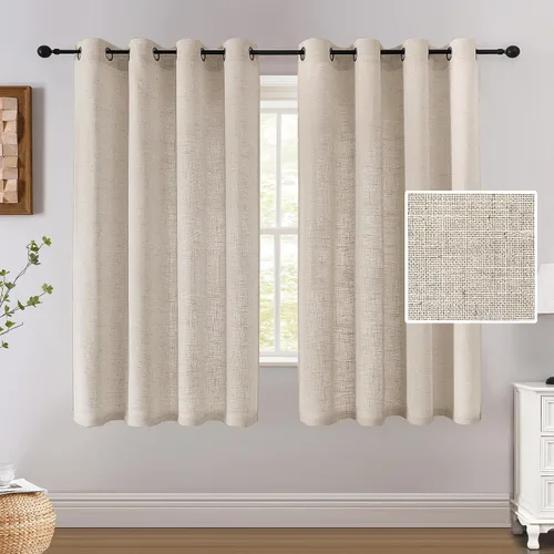 Vista 12 de H.VERSAILTEX Cortinas de lino de 63 pulgadas de largo, cortinas de granja completamente filtrantes de luz, juego de 2 paneles de cortina