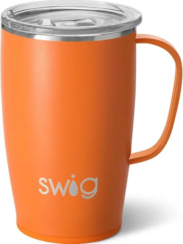Vista 13 de Swig Life - Taza de viaje de 18 onzas, vaso con aislamiento con asa y tapa, apto para portavasos, apto para lavavajillas, de acero inoxidable, taza
