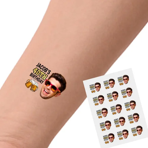 Vista 25 de YESCUSTOM Tatuajes temporales personalizados con foto, tatuaje facial personalizado con logotipo para adultos, parejas, mujeres, hombres, tatuajes