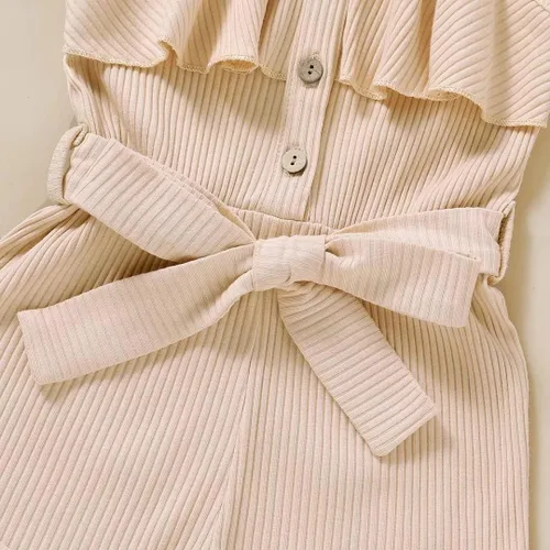 Vista 5 de Tepuce Ropa para niña pequeña, con correa de bebé, sin mangas, de una pieza, overol casual de verano