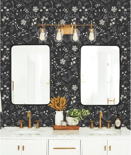 Vista 8 de Roommates RMK12179PLW Black Meadow Mix - Papel tapiz para despegar y pegar
