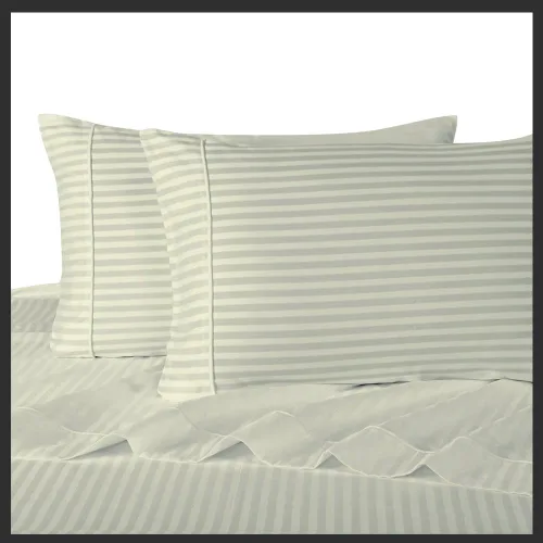 Vista 3 de Royal Hotel Bedding Funda de edredón de 2 piezas, 100% algodón, rayas satinadas, 100% algodón Bronce