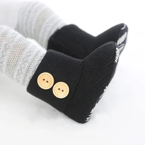Vista 4 de Nomere Botas de nieve unisex con botones de invierno para bebé, suela suave, antideslizantes, cálidas, zapatos para cuna recién nacidos