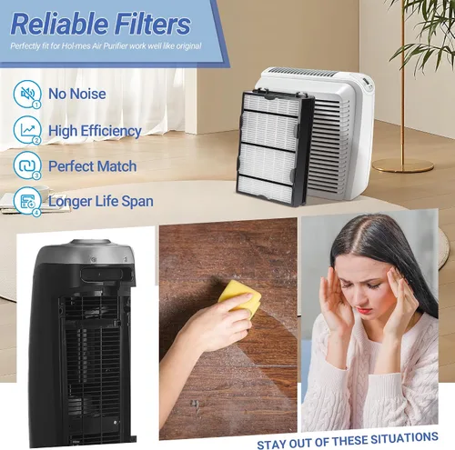 Vista 5 de HAPF600 - Filtros HEPA de repuesto para filtro purificador de aire Holmes B, HAP615, HAP625, HAP650, HAP8650, reemplaza la pieza # HAPF600D