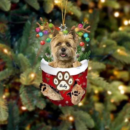 Vista 76 de Adornos personalizados de Pug cervatillo – Decoración personalizada para árbol de Navidad con patas de bolsillo de nieve