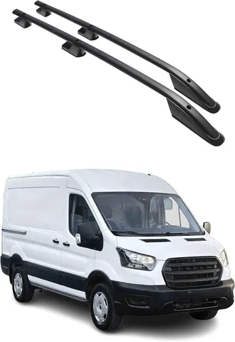 Vista 11 de Barra de techo OMAC con raíles laterales para Ford Transit Connect 2010-2013 L1 SWB, negro, aluminio, 2 piezas