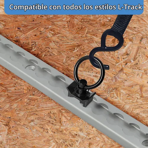 Vista 6 de Accesorio de perno individual en L con capacidad de 1,814 kg con anillo redondo de aluminio para control de carga, paquete de 12, negro