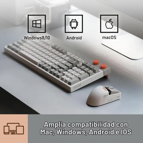Vista 8 de LOFREE Touch PBT - Ratón inalámbrico con receptor USB, Bluetooth, conexión por cable, recargable, 4000 DPI con pantalla OLED, compatible
