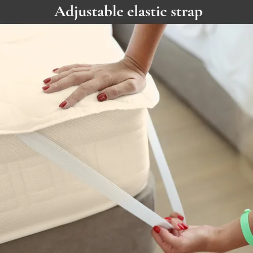 Vista 4 de Sleep & Beyond My Topper - Cubrecolchón de lana, funda de percal de algodón cómodo para todo el año, lavable, transpirable, alivio de presión, sueño