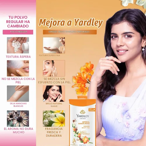 Vista 5 de Talco perfumado de Yardley con aroma a sándalo, de 250 g