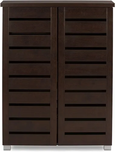 Vista 2 de Baxton Studio – Gabinete para zapatos Adalwin, de 2 puertas, para entrada, Madera, Marrón