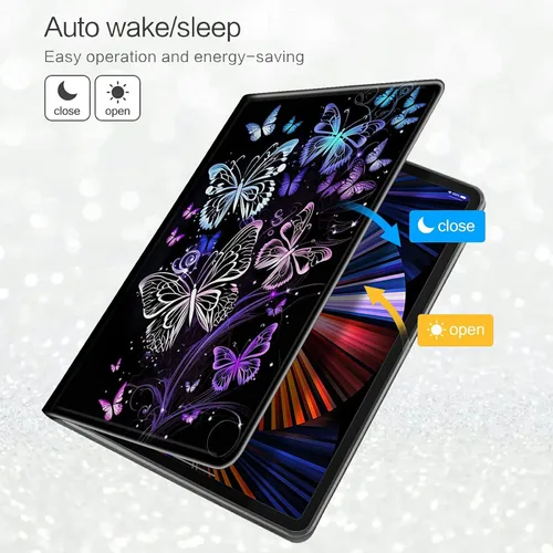 Vista 76 de Funda para tablet Kinlde Fire HD 10 (11ª generación 2021) Fire HD 10 Plus 2021, delgada, de piel sintética, con función atril, función atril
