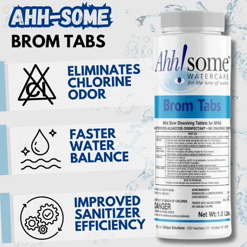 Vista 3 de AhhSome - Mini tabletas de bromo de 2 pulgadas de 1.5 libras para spa y bañera de hidromasaje desinfectante Pestañas de bromación de disolución